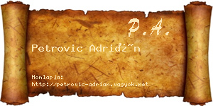 Petrovic Adrián névjegykártya